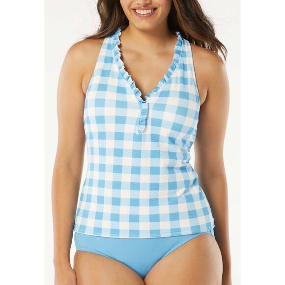 Beach House Summer Gingham Nina Ruffled Tankini 8 NWT - Picture 1 of 5